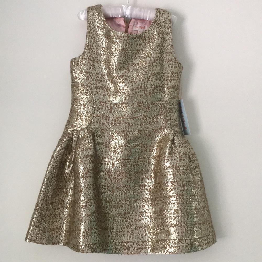 NWT Cat and Jack gold brocade dress XS 4/5